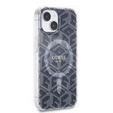 Husa pentru iPhone 15 Plus, Guess IML GCube MagSafe (GUHMP15MHGCUSTGK), negru