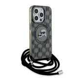 Husa pentru iPhone 15 Pro Max, Karl Lagerfeld IML Crossbody MagSafe (KLHMP15XHCKCKLCK), negru