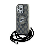 Husa pentru iPhone 15 Pro Max, Karl Lagerfeld IML Crossbody MagSafe (KLHMP15XHCKCKLCK), negru