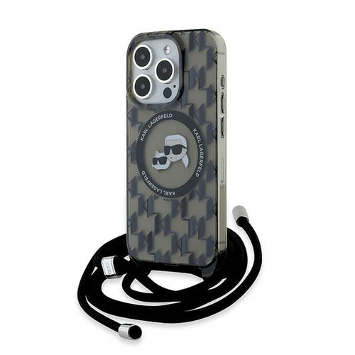 Husa pentru iPhone 15 Pro Max, Karl Lagerfeld IML Crossbody MagSafe (KLHMP15XHCKCKLCK), negru