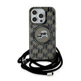 Husa pentru iPhone 15 Pro Max, Karl Lagerfeld IML Crossbody MagSafe (KLHMP15XHCKCKLCK), negru