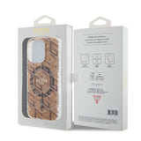 Husa pentru iPhone 15 Pro, Guess IML GCube MagSafe (GUHMP15LHGCUSTGW), maro