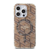 Husa pentru iPhone 15 Pro, Guess IML GCube MagSafe (GUHMP15LHGCUSTGW), maro