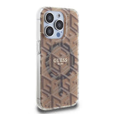 Husa pentru iPhone 15 Pro, Guess IML GCube MagSafe (GUHMP15LHGCUSTGW), maro
