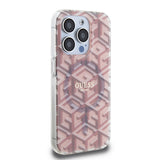 Husa pentru iPhone 15 Pro, Guess IML GCube MagSafe (GUHMP15LHGCUSTGP), roz