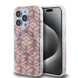 Husa pentru iPhone 15 Pro, Guess IML GCube MagSafe (GUHMP15LHGCUSTGP), roz