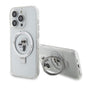 Husa pentru iPhone 15 Pro, Karl Lagerfeld Hardcase Ring Stand MagSafe (KLHMP15LHMRSKCH), alb
