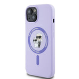 Husa pentru iPhone 15, Karl Lagerfeld Silicone Ring MagSafe (KLHMP15SSCMKCRHU), mov