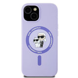 Husa pentru iPhone 15, Karl Lagerfeld Silicone Ring MagSafe (KLHMP15SSCMKCRHU), mov