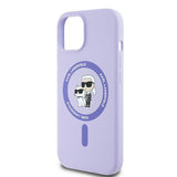 Husa pentru iPhone 15, Karl Lagerfeld Silicone Ring MagSafe (KLHMP15SSCMKCRHU), mov