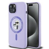 Husa pentru iPhone 15, Karl Lagerfeld Silicone Ring MagSafe (KLHMP15SSCMKCRHU), mov