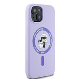 Husa pentru iPhone 15, Karl Lagerfeld Silicone Ring MagSafe (KLHMP15SSCMKCRHU), mov