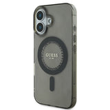 Husa pentru iPhone 16 Plus, Guess IML Rhinestones MagSafe (GUHMP16MPFTDTEK), negru