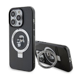 Husa pentru iPhone 15 Pro, Karl Lagerfeld Hardcase Ring Stand MagSafe (KLHMP15LHMRSKCK), negru