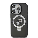 Husa pentru iPhone 15 Pro, Karl Lagerfeld Hardcase Ring Stand MagSafe (KLHMP15LHMRSKCK), negru
