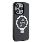 Husa pentru iPhone 15 Pro, Karl Lagerfeld Hardcase Ring Stand MagSafe (KLHMP15LHMRSKCK), negru