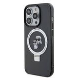 Husa pentru iPhone 15 Pro, Karl Lagerfeld Hardcase Ring Stand MagSafe (KLHMP15LHMRSKCK), negru