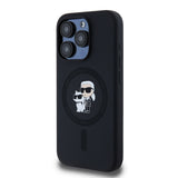 Husa pentru iPhone 15 Pro, Karl Lagerfeld Silicone MagSafe (KLHMP15LSCMKCRHK), negru
