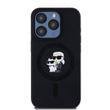 Husa pentru iPhone 15 Pro, Karl Lagerfeld Silicone MagSafe (KLHMP15LSCMKCRHK), negru