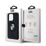 Husa pentru iPhone 15 Pro, Karl Lagerfeld Silicone MagSafe (KLHMP15LSCMKCRHK), negru