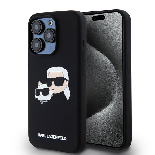 Husa pentru iPhone 15 Pro, Karl Lagerfeld Silicone MagSafe (KLHMP15LSKCHPPLK), negru