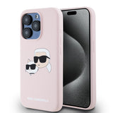 Husa pentru iPhone 15 Pro, Karl Lagerfeld Silicone MagSafe (KLHMP15LSKCHPPLP), roz