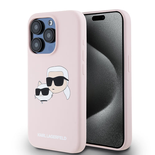 Husa pentru iPhone 15 Pro, Karl Lagerfeld Silicone MagSafe (KLHMP15LSKCHPPLP), roz