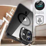 Husa pentru iPhone 16 Plus, ESR Classic Hybrid HaloLock Kickstand + Tempered Glass, negru/transparenta