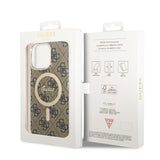 Husa pentru iPhone 15 Pro, Guess IML 4G MagSafe (GUHMP15LH4STW), maro