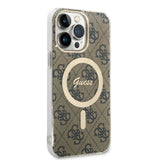Husa pentru iPhone 15 Pro, Guess IML 4G MagSafe (GUHMP15LH4STW), maro