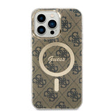 Husa pentru iPhone 15 Pro, Guess IML 4G MagSafe (GUHMP15LH4STW), maro