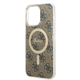 Husa pentru iPhone 15 Pro, Guess IML 4G MagSafe (GUHMP15LH4STW), maro