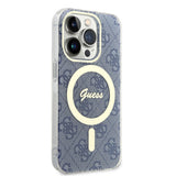 Husa pentru iPhone 15 Pro, Guess IML 4G MagSafe (GUHMP15LH4STB), albastru