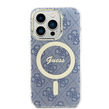 Husa pentru iPhone 15 Pro, Guess IML 4G MagSafe (GUHMP15LH4STB), albastru