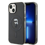 Husa pentru iPhone 15, Karl Lagerfeld IML MagSafe (KLHMP15SHFCKNOK), negru
