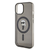 Husa pentru iPhone 15, Karl Lagerfeld IML MagSafe (KLHMP15SHFCKNOK), negru
