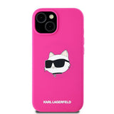 Husa pentru iPhone 15 Plus, Karl Lagerfeld Silicone MagSafe (KLHMP15MSCHPPLF), fucsia