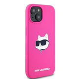 Husa pentru iPhone 15 Plus, Karl Lagerfeld Silicone MagSafe (KLHMP15MSCHPPLF), fucsia