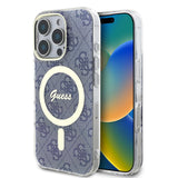 Husa pentru iPhone 16 Pro, Guess IML 4G MagSafe (GUHMP16LH4STB), albastru