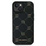 Husa pentru iPhone 15 Plus, Karl Lagerfeld Leather MagSafe (KLHMP15MPGKHPHK), negru