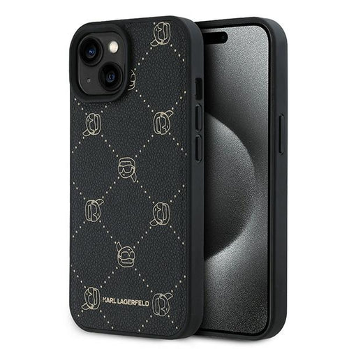 Husa pentru iPhone 15 Plus, Karl Lagerfeld Leather MagSafe (KLHMP15MPGKHPHK), negru