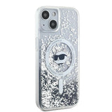 Husa pentru iPhone 15 Plus, Karl Lagerfeld Liquid Glitter MagSafe (KLHMP15MLGCHSGH), transparenta