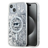 Husa pentru iPhone 15 Plus, Karl Lagerfeld Liquid Glitter MagSafe (KLHMP15MLGCHSGH), transparenta