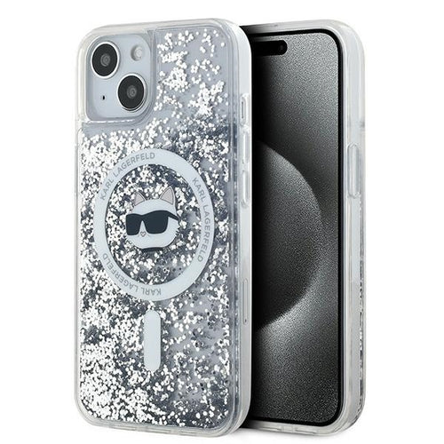 Husa pentru iPhone 15 Plus, Karl Lagerfeld Liquid Glitter MagSafe (KLHMP15MLGCHSGH), transparenta