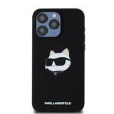 Husa pentru iPhone 15 Pro, Karl Lagerfeld Silicone MagSafe (KLHMP15LSCHPPLK), negru