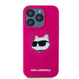 Husa pentru iPhone 15 Pro, Karl Lagerfeld Silicone MagSafe (KLHMP15LSCHPPLF), fucsia