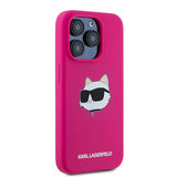 Husa pentru iPhone 15 Pro, Karl Lagerfeld Silicone MagSafe (KLHMP15LSCHPPLF), fucsia