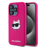 Husa pentru iPhone 15 Pro, Karl Lagerfeld Silicone MagSafe (KLHMP15LSCHPPLF), fucsia