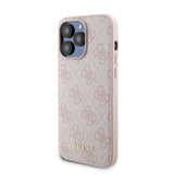 Husa pentru iPhone 15 Pro Max, Guess Hardcase Powerbank MagSafe (GUBPM5P15X4GEMGP), roz