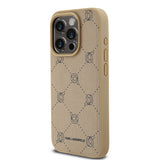 Husa pentru iPhone 15 Pro, Karl Lagerfeld Leather MagSafe (KLHMP15LPGKHPHE), bej